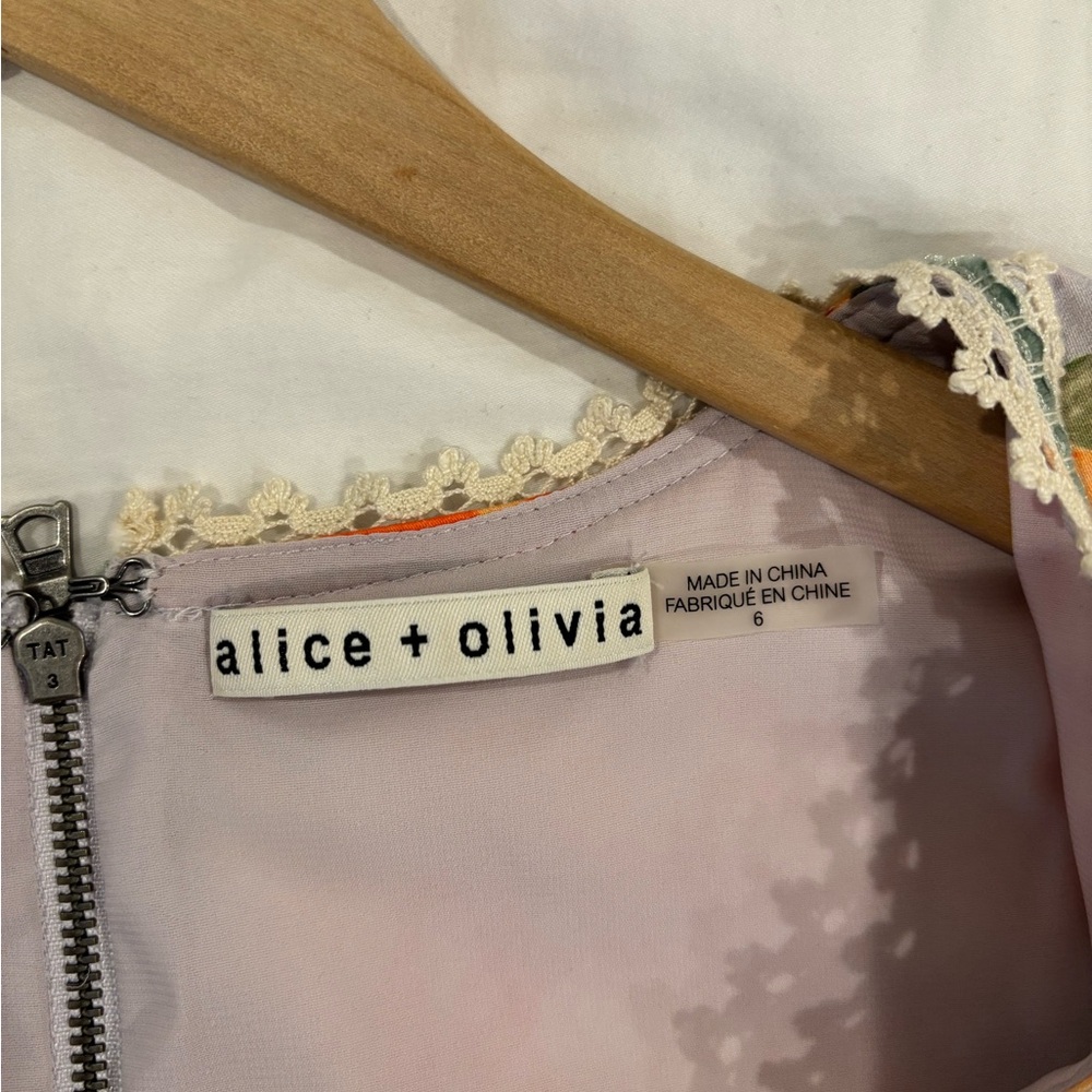 Alice + Olivia Light Purple Dress with Lace Detail
